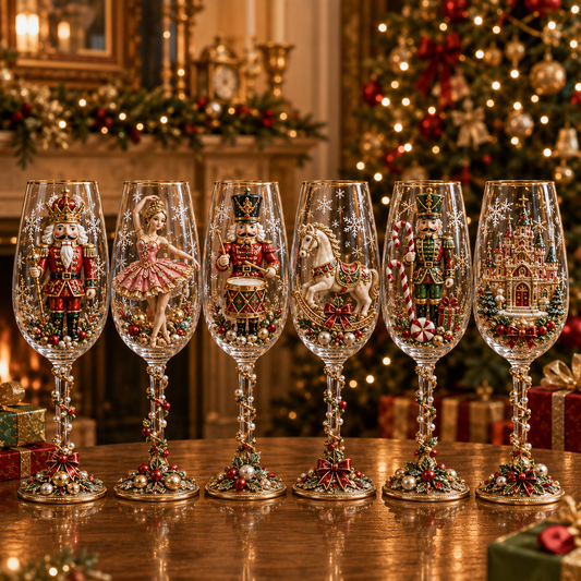 Nutcracker-Inspired Christmas 3D Collector Champagne Glass Set