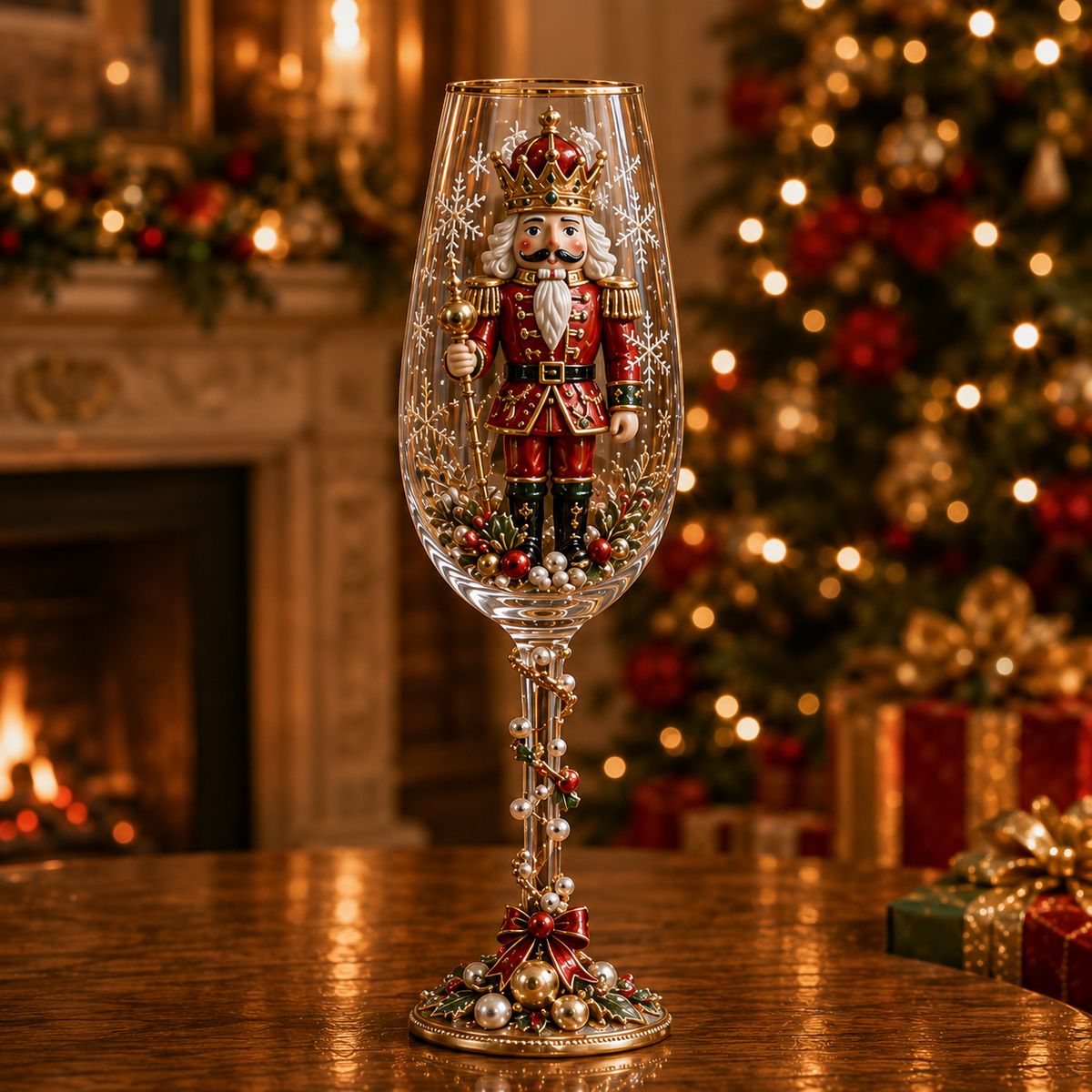 Nutcracker-Inspired Christmas 3D Collector Champagne Glass Set
