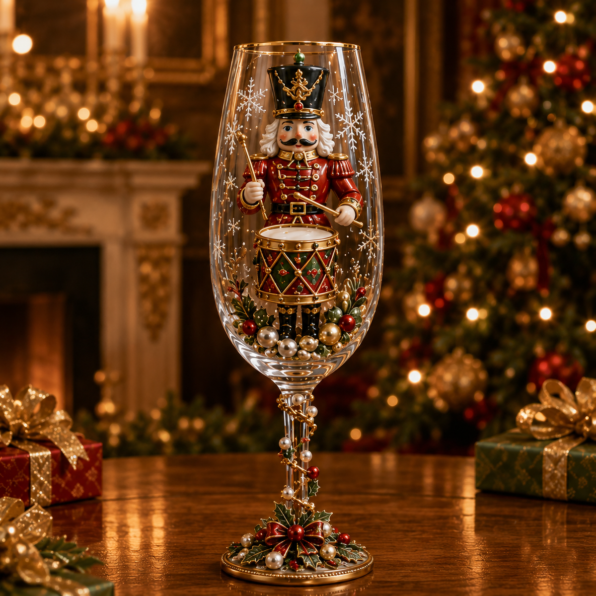 Nutcracker-Inspired Christmas 3D Collector Champagne Glass Set
