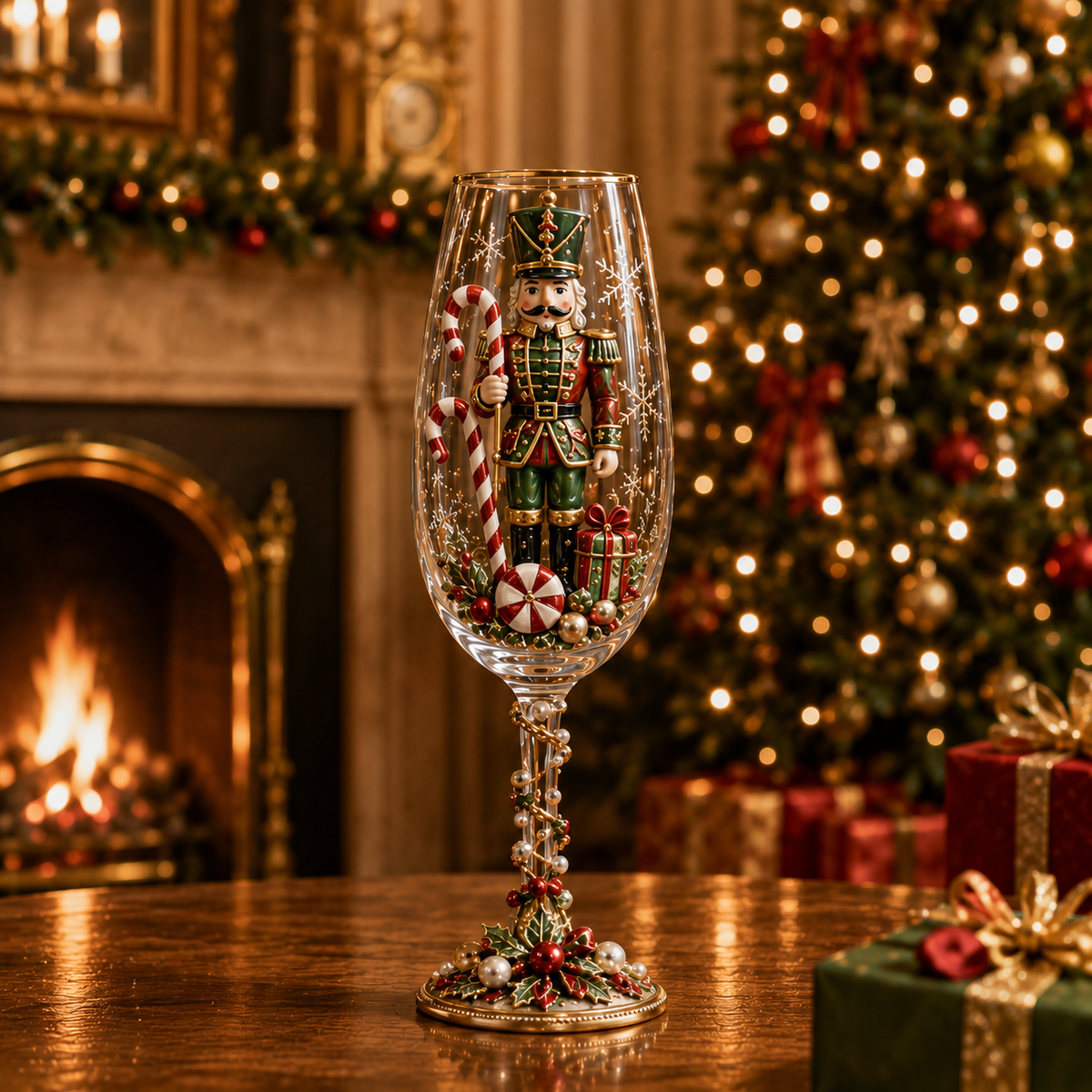 Nutcracker-Inspired Christmas 3D Collector Champagne Glass Set