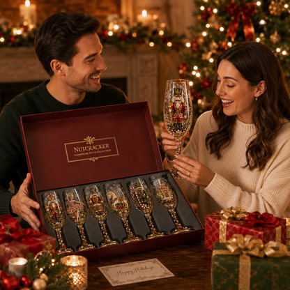 Nutcracker-Inspired Christmas 3D Collector Champagne Glass Set