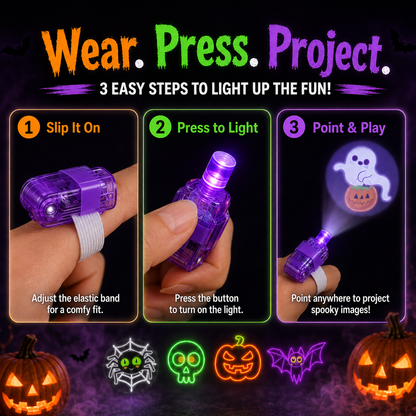 Halloween Finger Projector Rings 36 PCS LED Light-Up Party Favors | Family Fun, Friend Gatherings & Trick-or-Treat