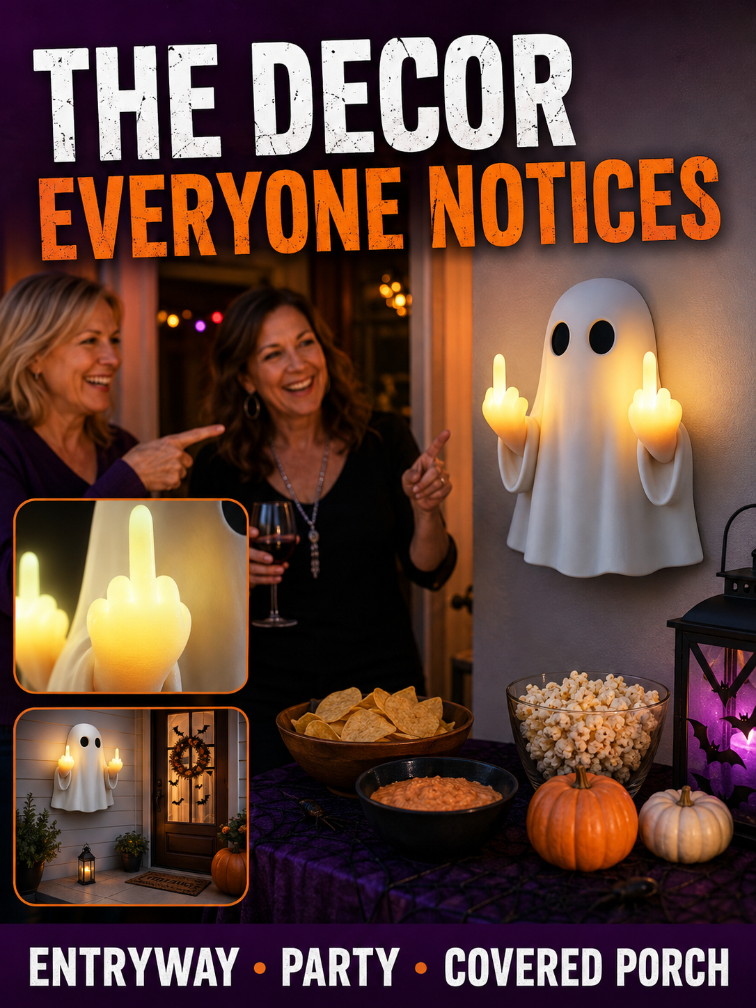 Halloween Special Cute Ghost LED Statue - Spooky Mood Light for Party & Home Decor