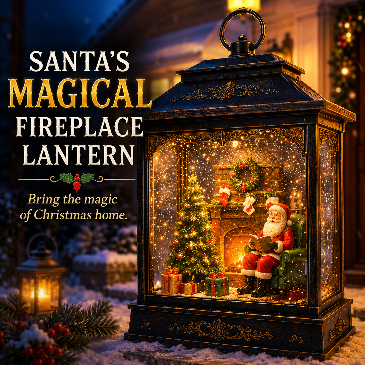 Santa s Magical Fireplace Lantern- Bring the Magic of Christmas Home