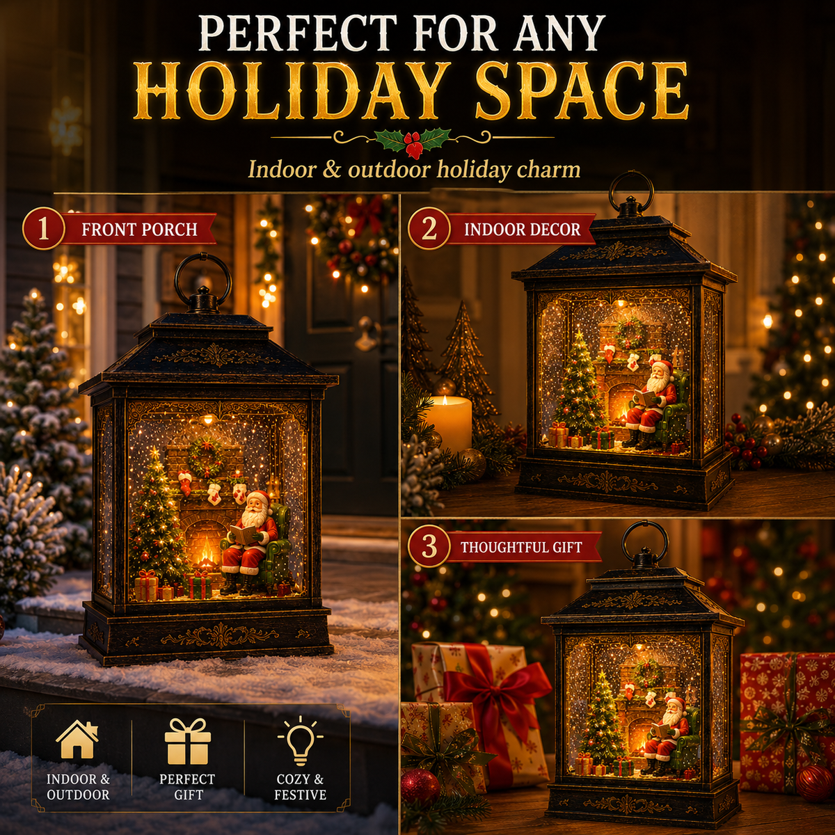 Santa s Magical Fireplace Lantern- Bring the Magic of Christmas Home