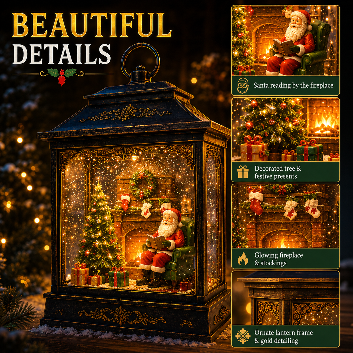 Santa s Magical Fireplace Lantern- Bring the Magic of Christmas Home