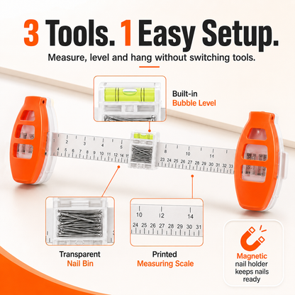 Magnetic 3-in-1 Picture Hanger Level & Hang, No Hammer Needed