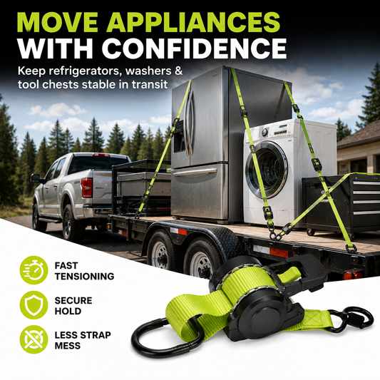 Green Ratchet Straps 11.5ft 1500LB Hold for Moves & More
