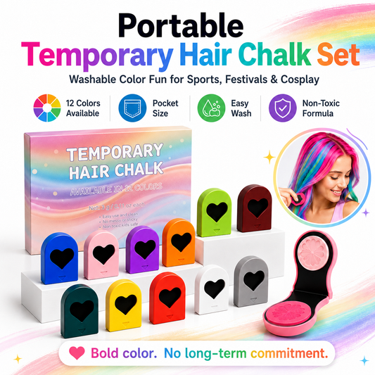 Washable Hair Chalk Set Non-Toxic Color Powder for Festivals & Cosplay