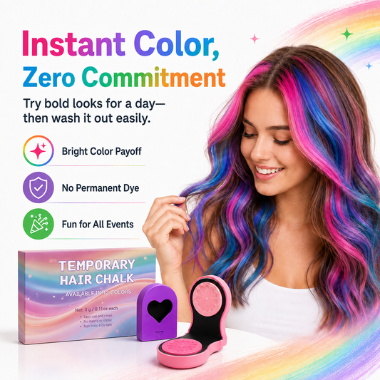 Washable Hair Chalk Set Non-Toxic Color Powder for Festivals & Cosplay