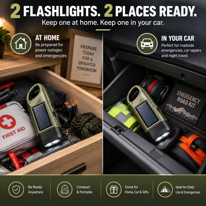 Solar Hand Crank Emergency Flashlights USB-C Rechargeable Outdoor Lights