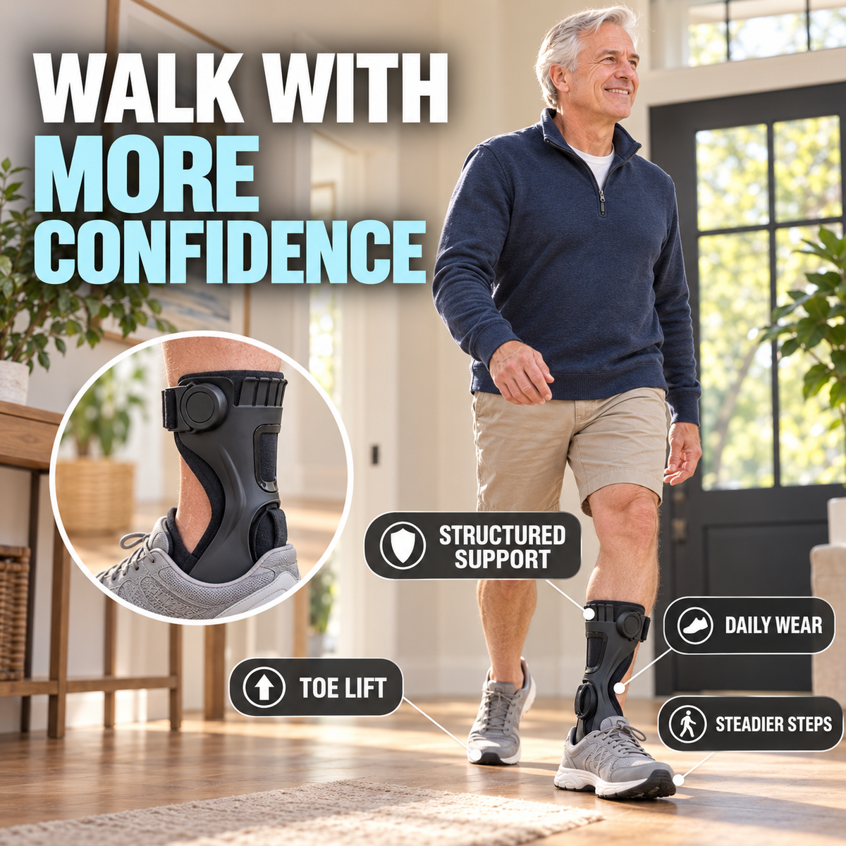 AFO Foot Drop Support Brace Toe Lift Ankle Foot Support