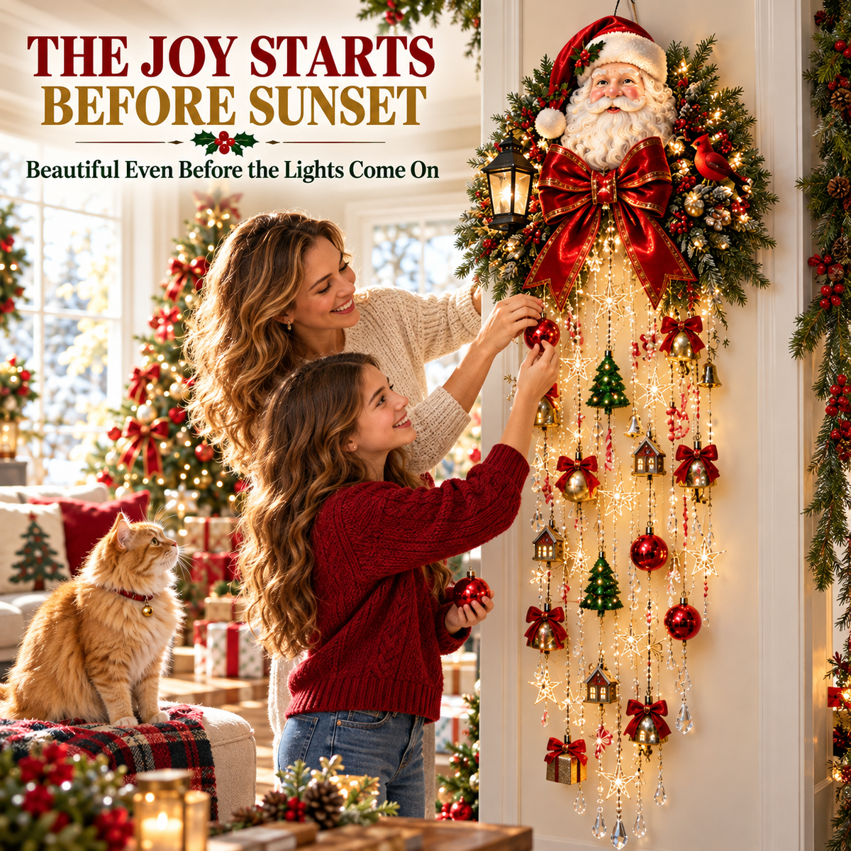 Christmas Magic Cascading Santa Wall Light A Show-Stopping Holiday Display for Your Home