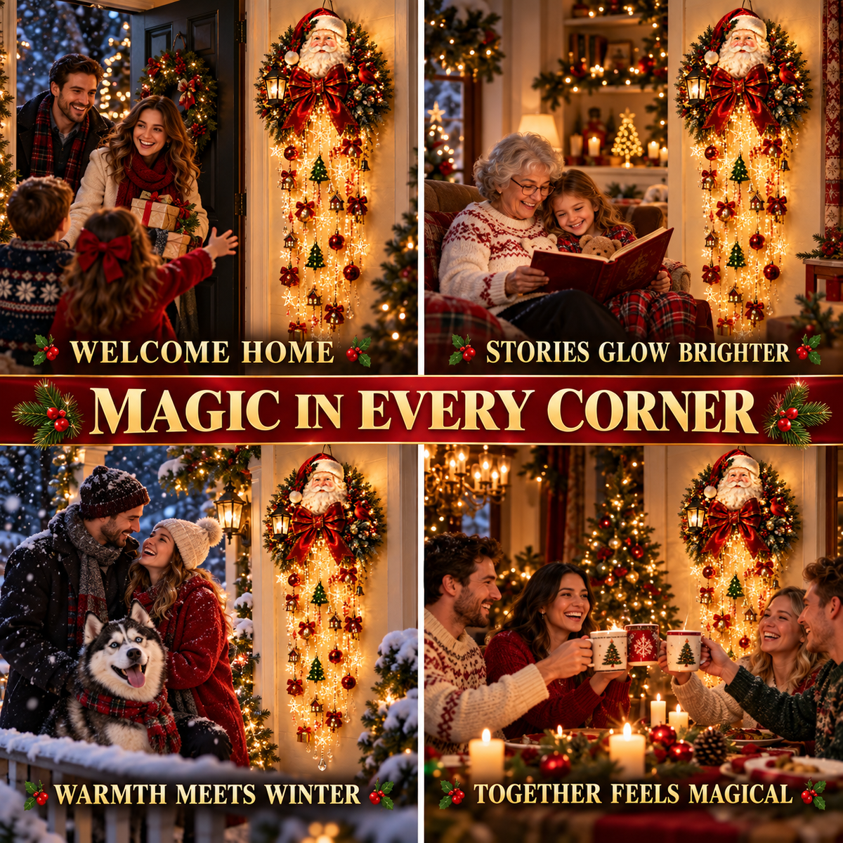 Christmas Magic Cascading Santa Wall Light A Show-Stopping Holiday Display for Your Home