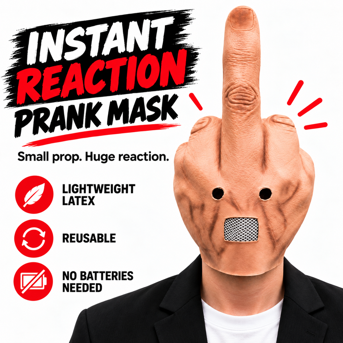 Uncanny Smile Reaction Mask Halloween Prank & Party Mask