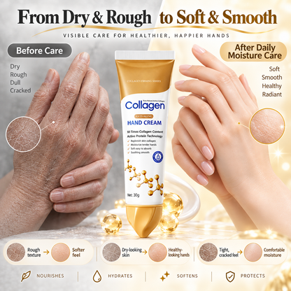 Collagen Anti-Wrinkle Hand Cream Daily Hydrating Repair for Dry, Cracked Hands & Heels