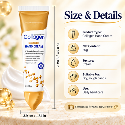 Collagen Anti-Wrinkle Hand Cream Daily Hydrating Repair for Dry, Cracked Hands & Heels