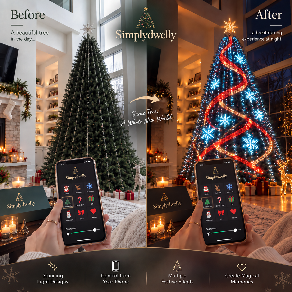 Smart Animated Christmas Tree Lights | App-Controlled LED Holiday Display