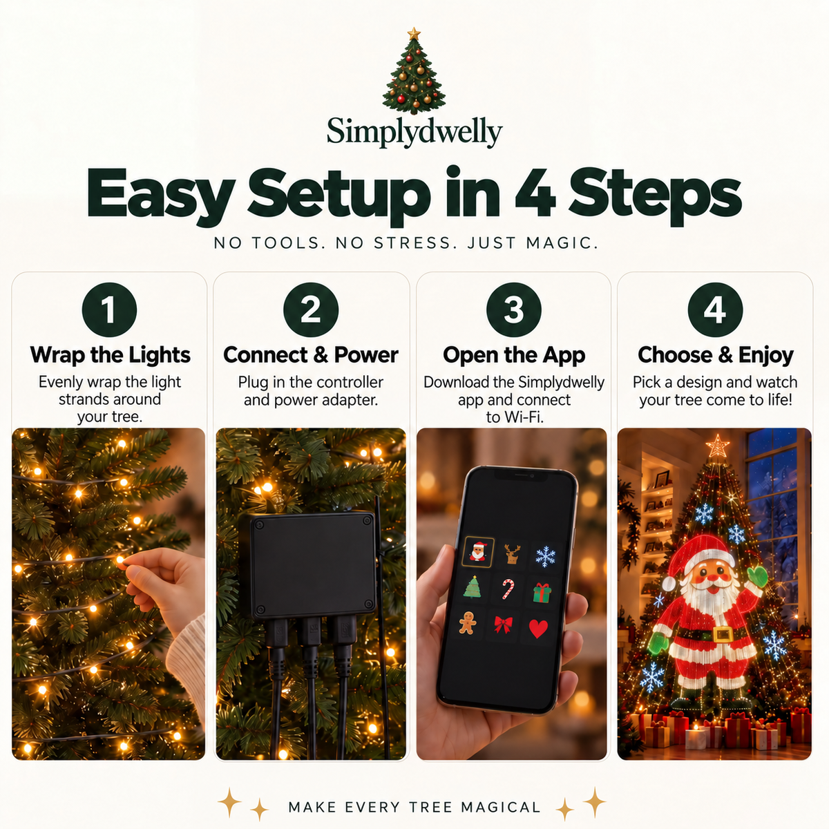Smart Animated Christmas Tree Lights | App-Controlled LED Holiday Display