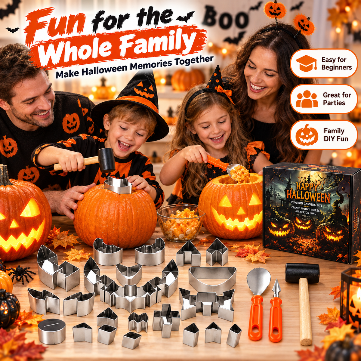 Halloween Pumpkin Carving Kit 24-Piece Family DIY Set