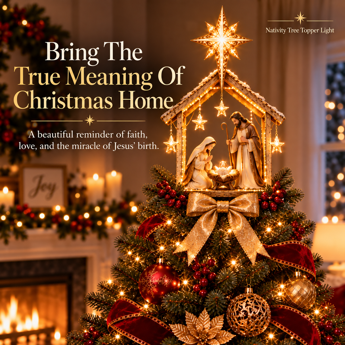 Bethlehem Star Nativity Tree Topper Light