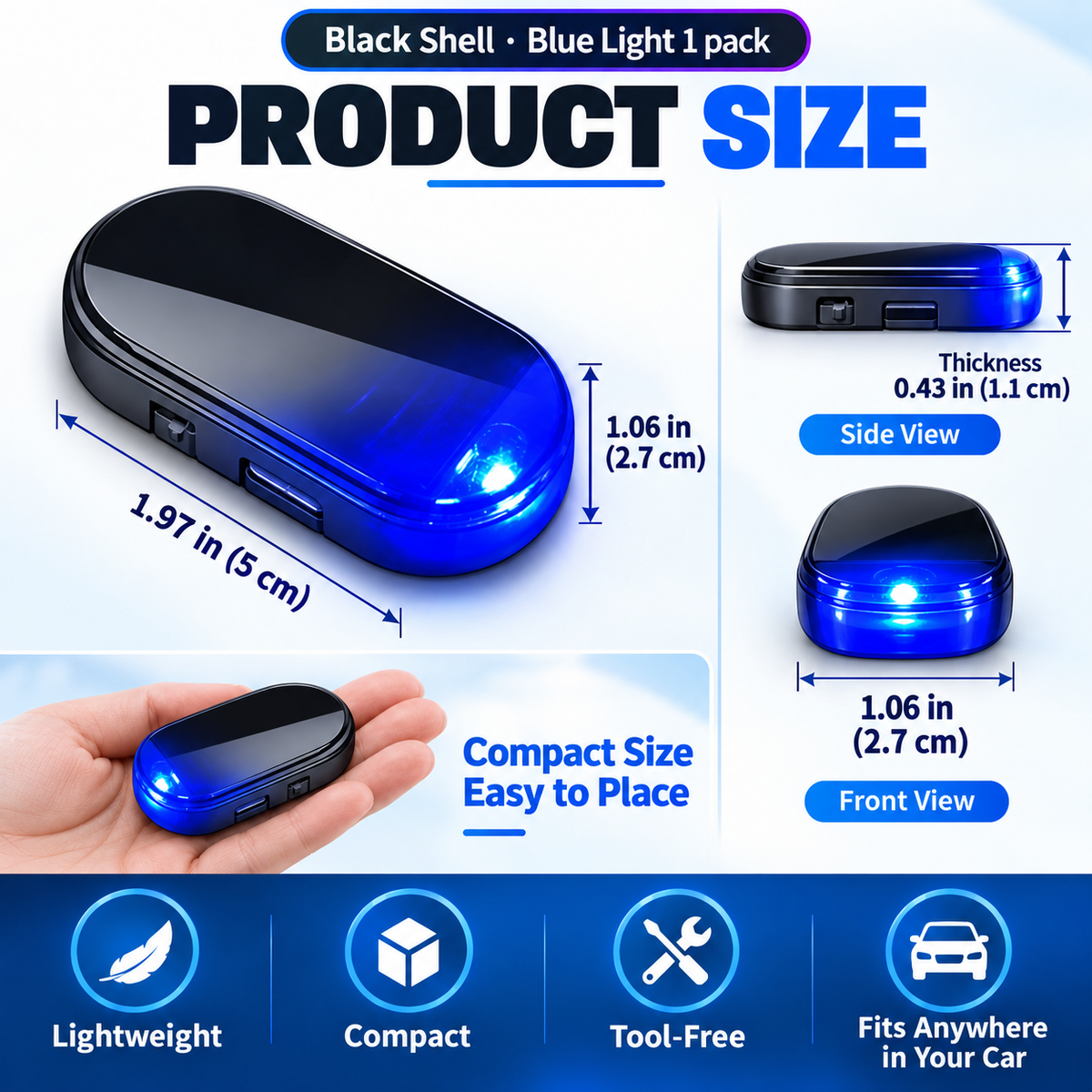 Solar-Powered Anti-Theft Car Alarm & Warning LED Light