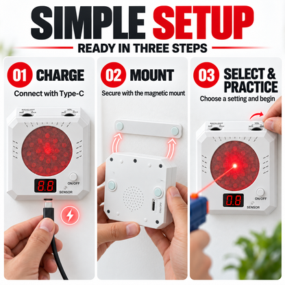 Rechargeable Electronic Laser Training Target with Instant Hit Feedback & Magnetic Mount