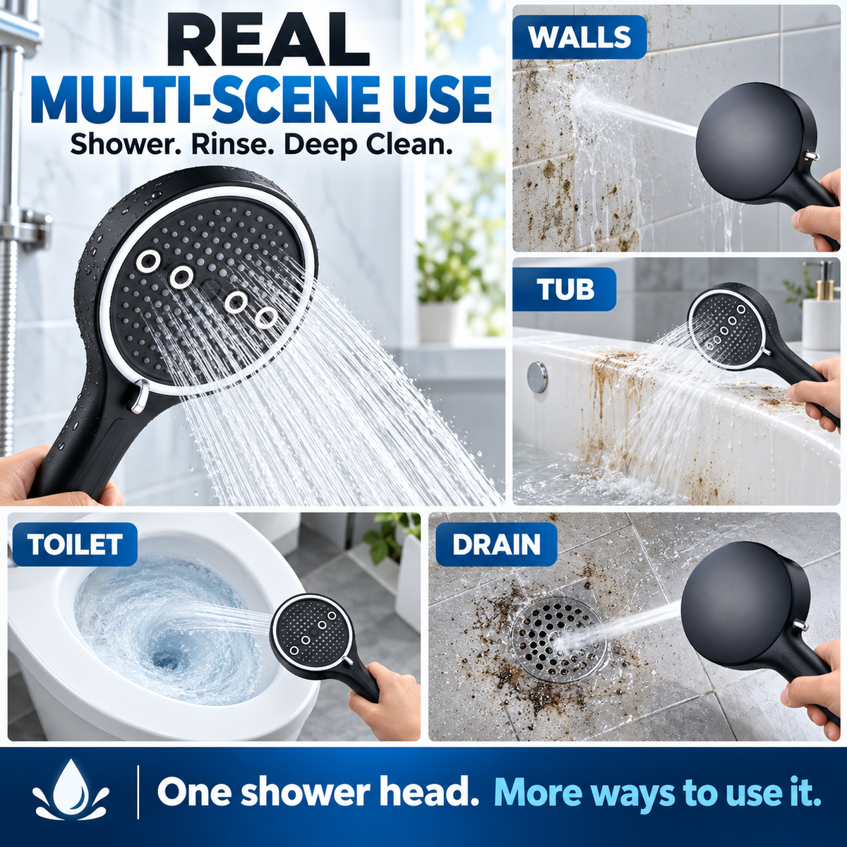 6-Mode High-Pressure Turbo Shower Head