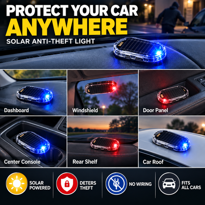Solar-Powered Anti-Theft Car Alarm & Warning LED Light