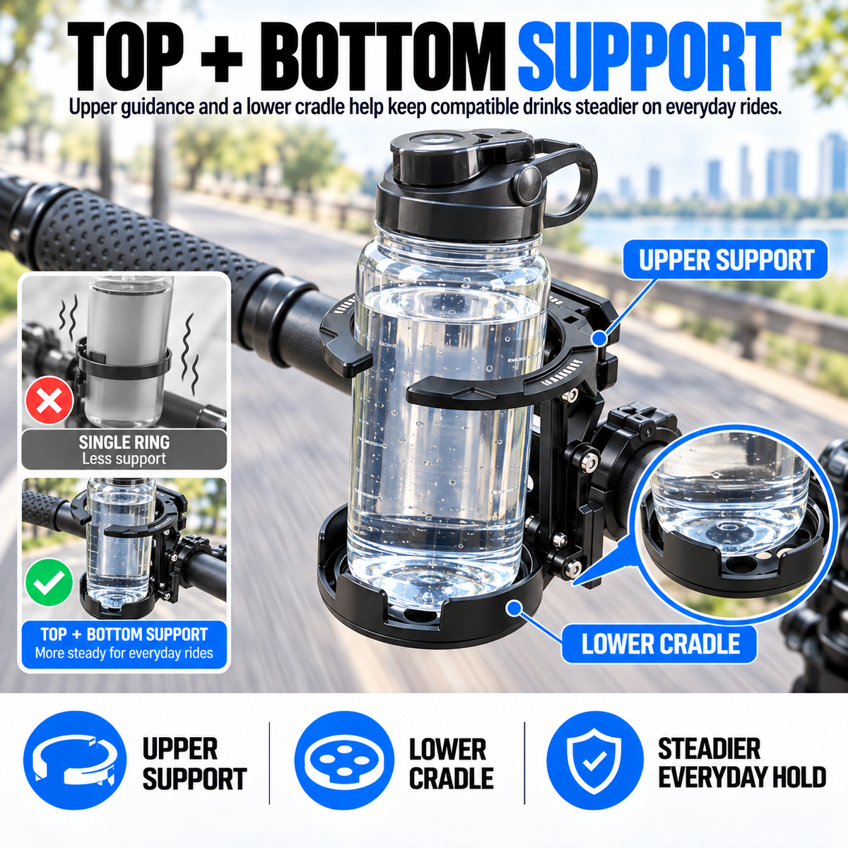 Foldable & Adjustable Handlebar Drink Holder
