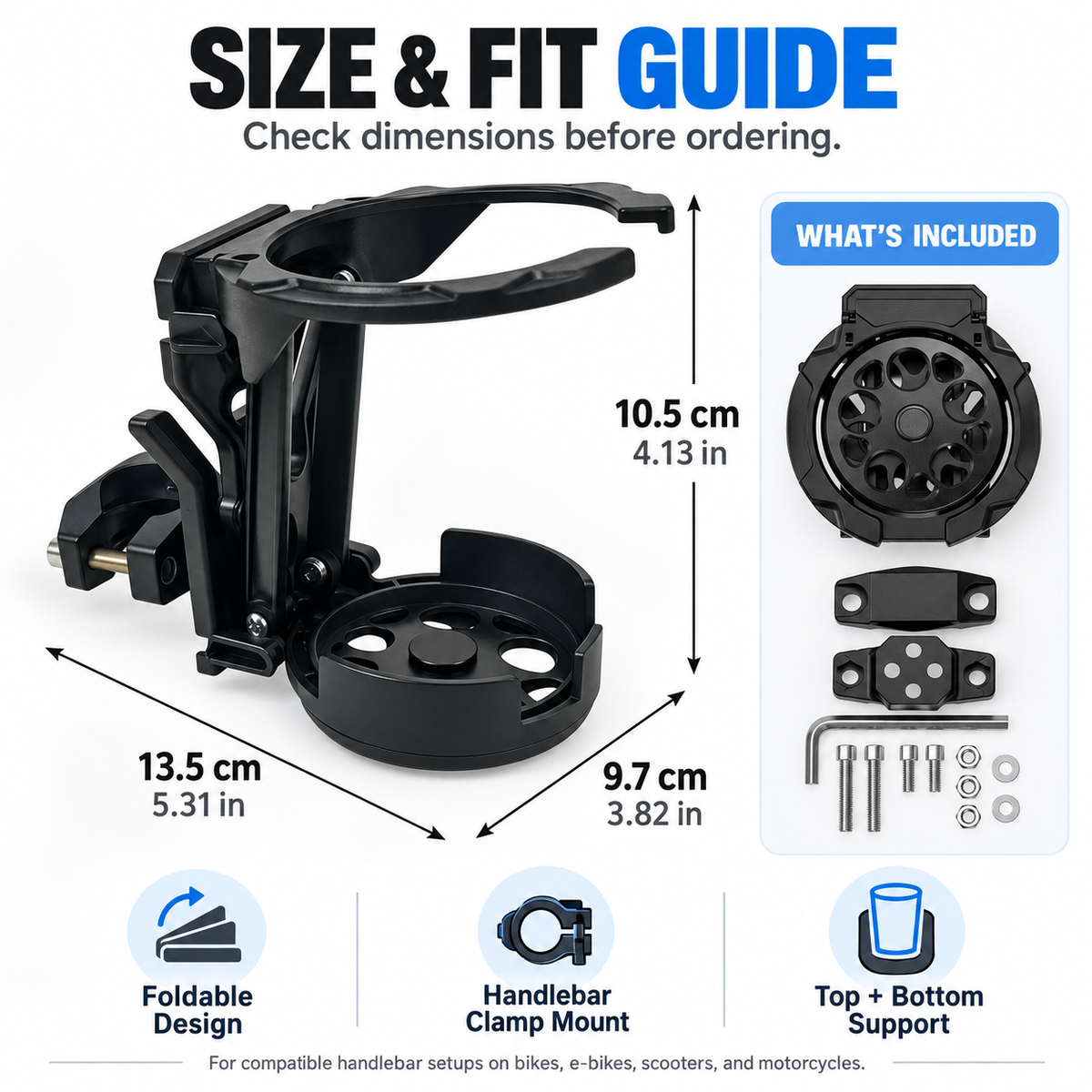 Foldable & Adjustable Handlebar Drink Holder