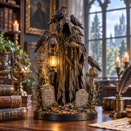 Keeper of the Last Light Raven Guardian Lantern Statue