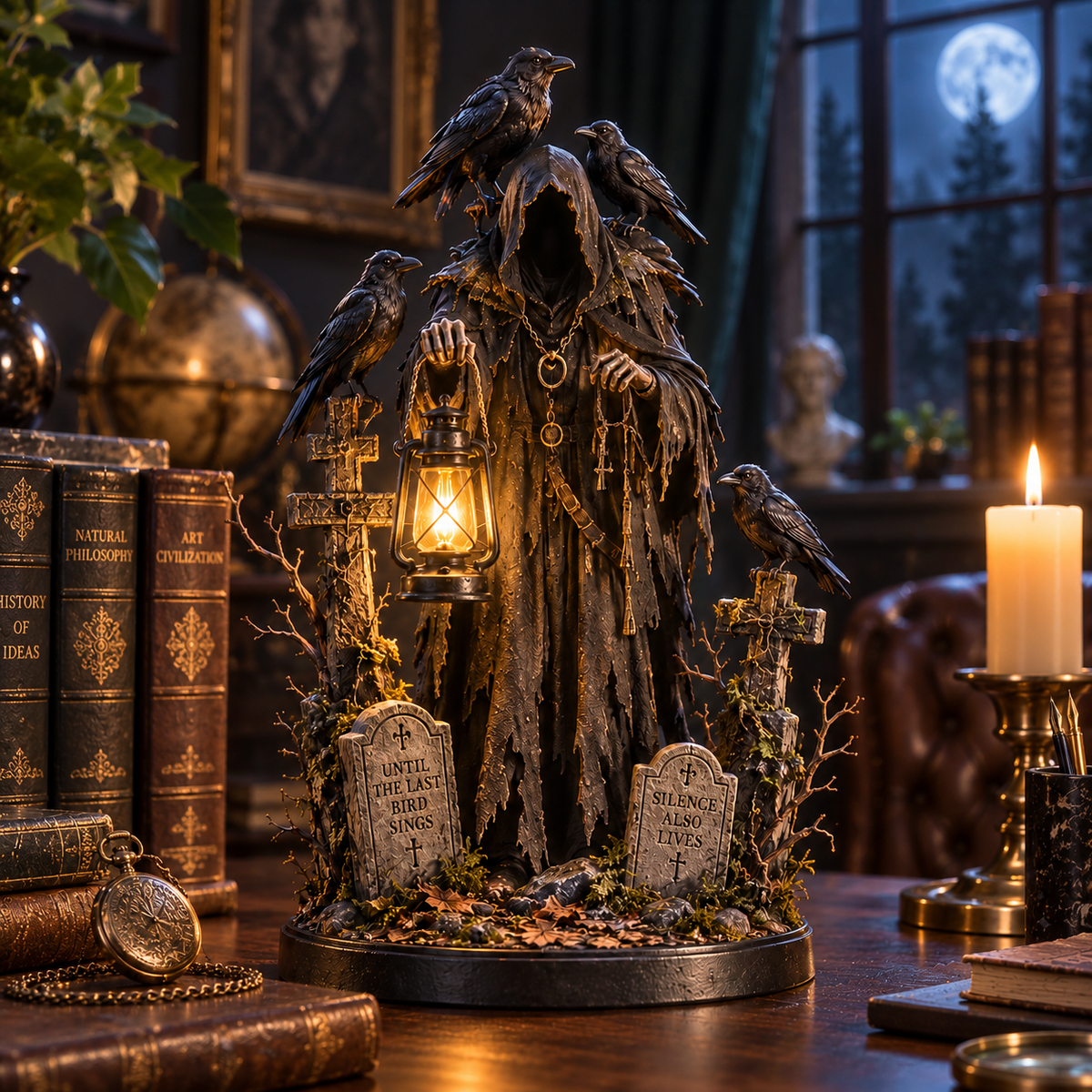 Keeper of the Last Light Raven Guardian Lantern Statue