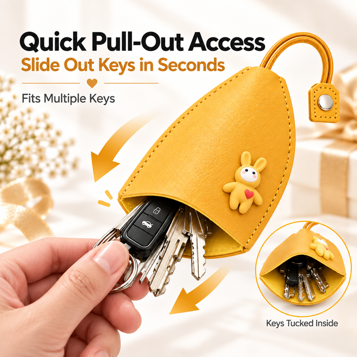 3PCS Cute Cartoon Pull-Out Key Case