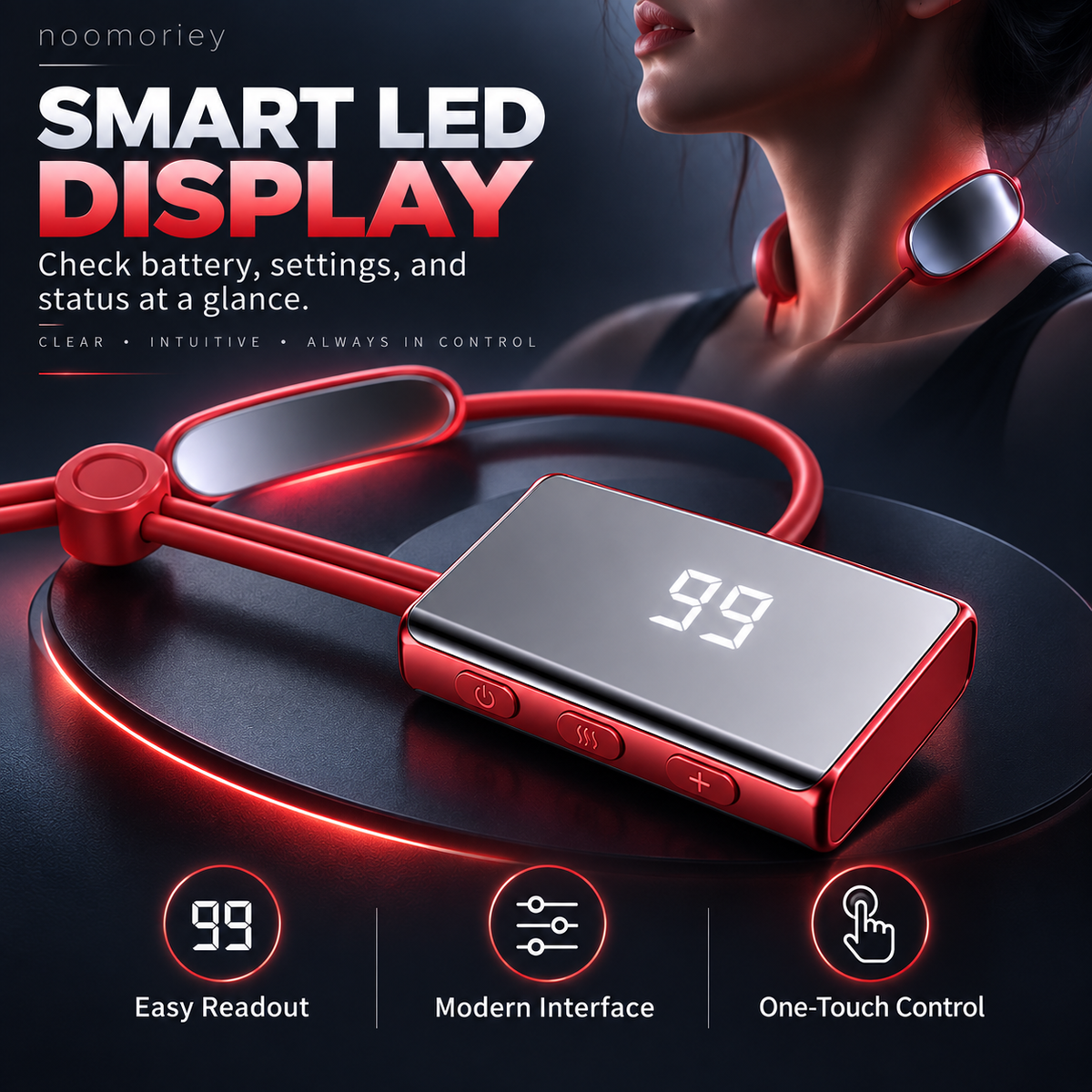 Mini Heated Neck Massager Necklace 4 Modes, 9 Intensity Levels & Dual-Pulse Relaxation