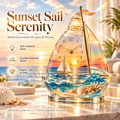 Coastal Glow Crystal Clock Collection | Sailboat, Shell & Lighthouse