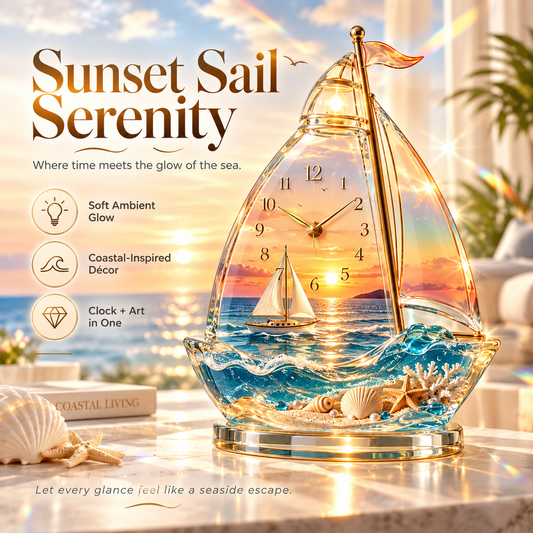 Coastal Glow Crystal Clock Collection | Sailboat, Shell & Lighthouse