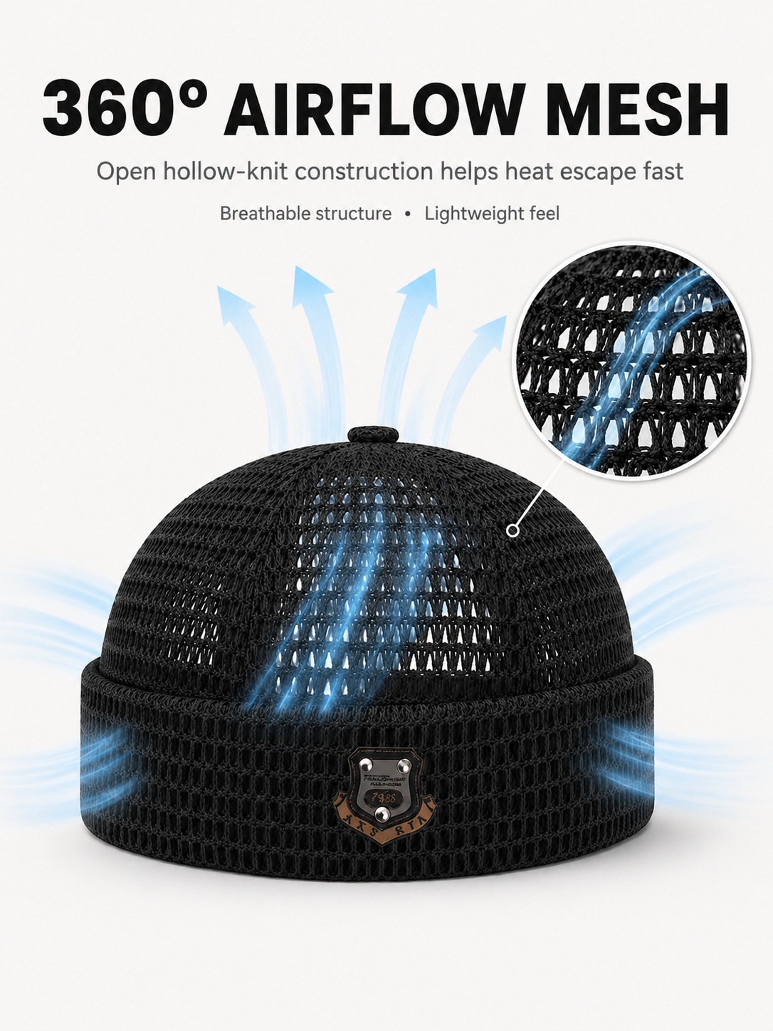 Lightweight Netting Beanie Breathable Cuffed Skull Cap for Summer Runs