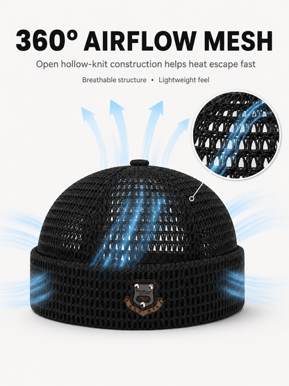 Lightweight Netting Beanie Breathable Cuffed Skull Cap for Summer Runs
