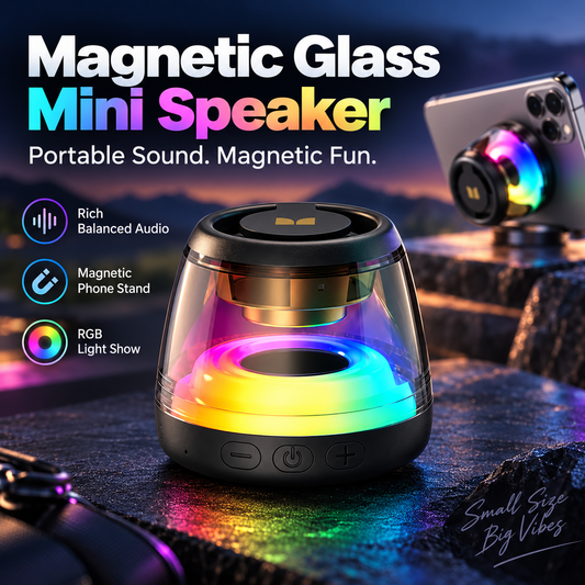 Bluetooth 6.0 Portable Speaker RGB Lights, 360 TWS Stereo Sound, Magnetic Design, Long Battery Life