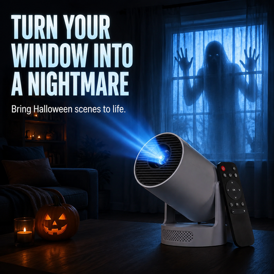 Halloween Window Projector with Scary Videos & Screen