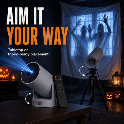 Halloween Window Projector with Scary Videos & Screen