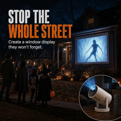 Halloween Window Projector with Scary Videos & Screen