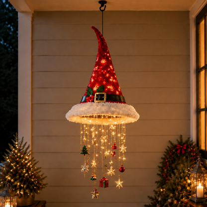 Lighted Santa Hat Hanging Chandelier | 3 Styles Warm LED Christmas String Light