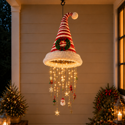 Lighted Santa Hat Hanging Chandelier | 3 Styles Warm LED Christmas String Light