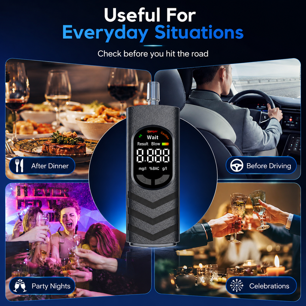 Rechargeable Digital Alcohol Tester with Voice Broadcast