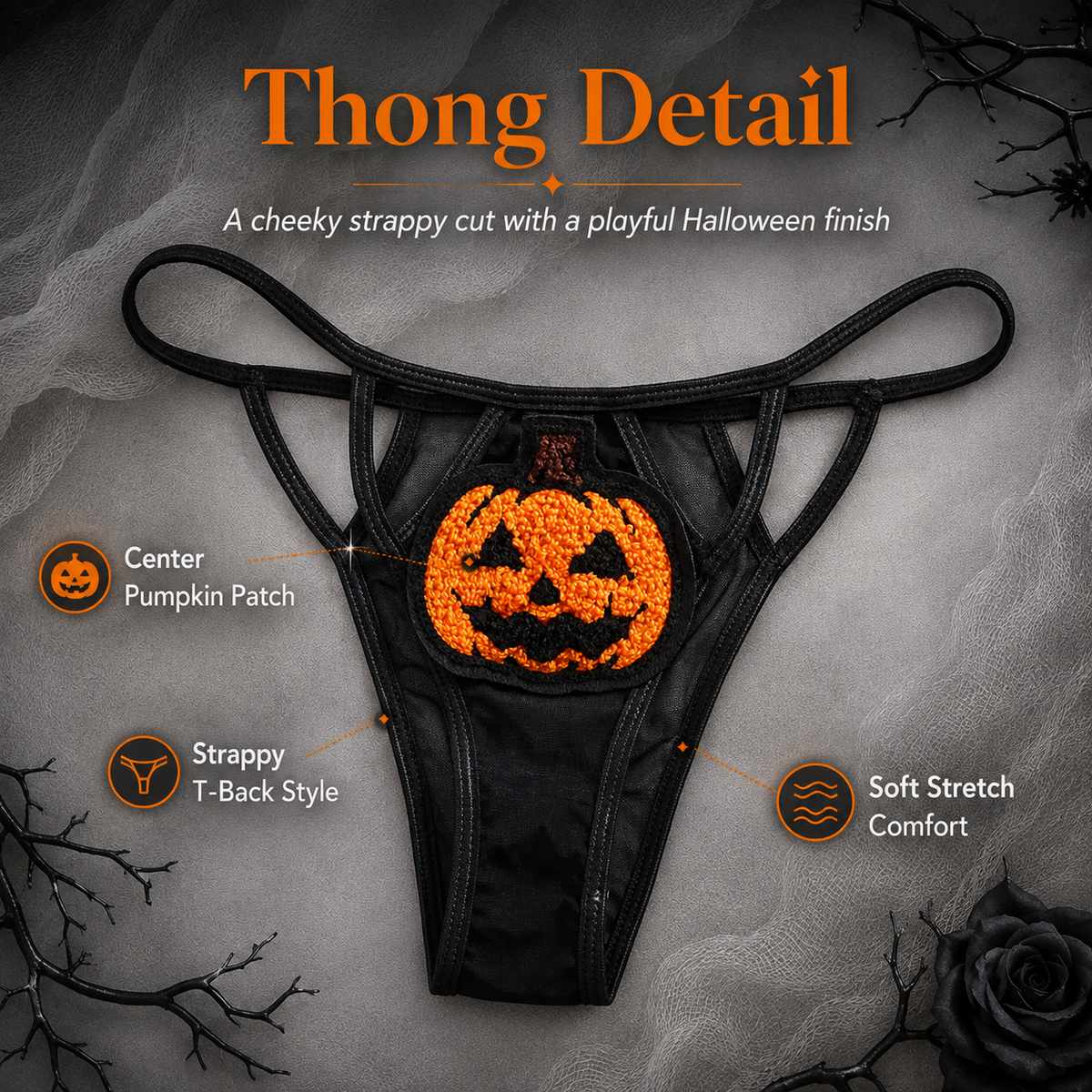 Sequin Pumpkin Sheer Lingerie Set Halloween Two-Piece Outfit