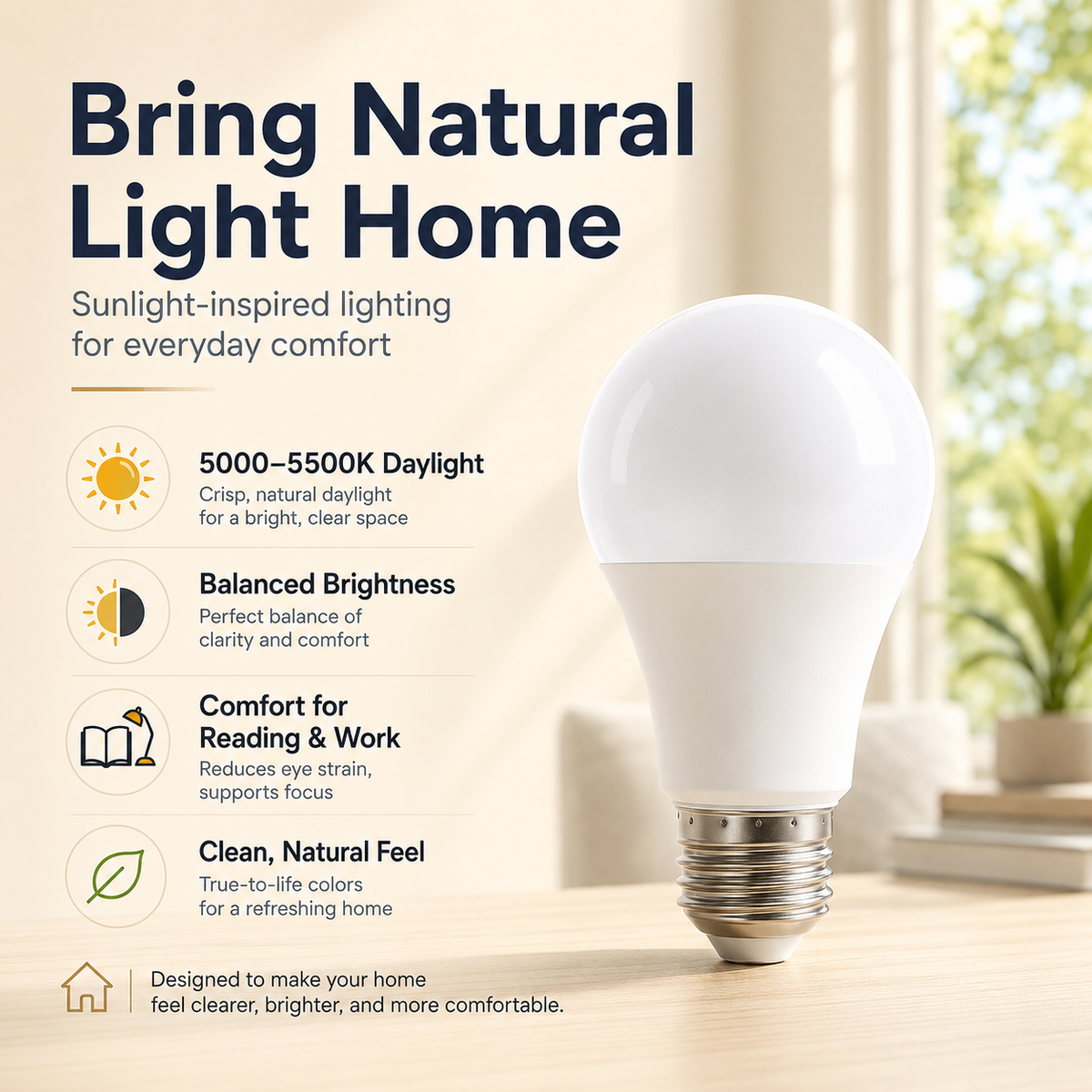 Rechargeable Emergency LED Light Bulb 60W Equivalent E26 Battery Backup Bulb for Power Outages & Camping