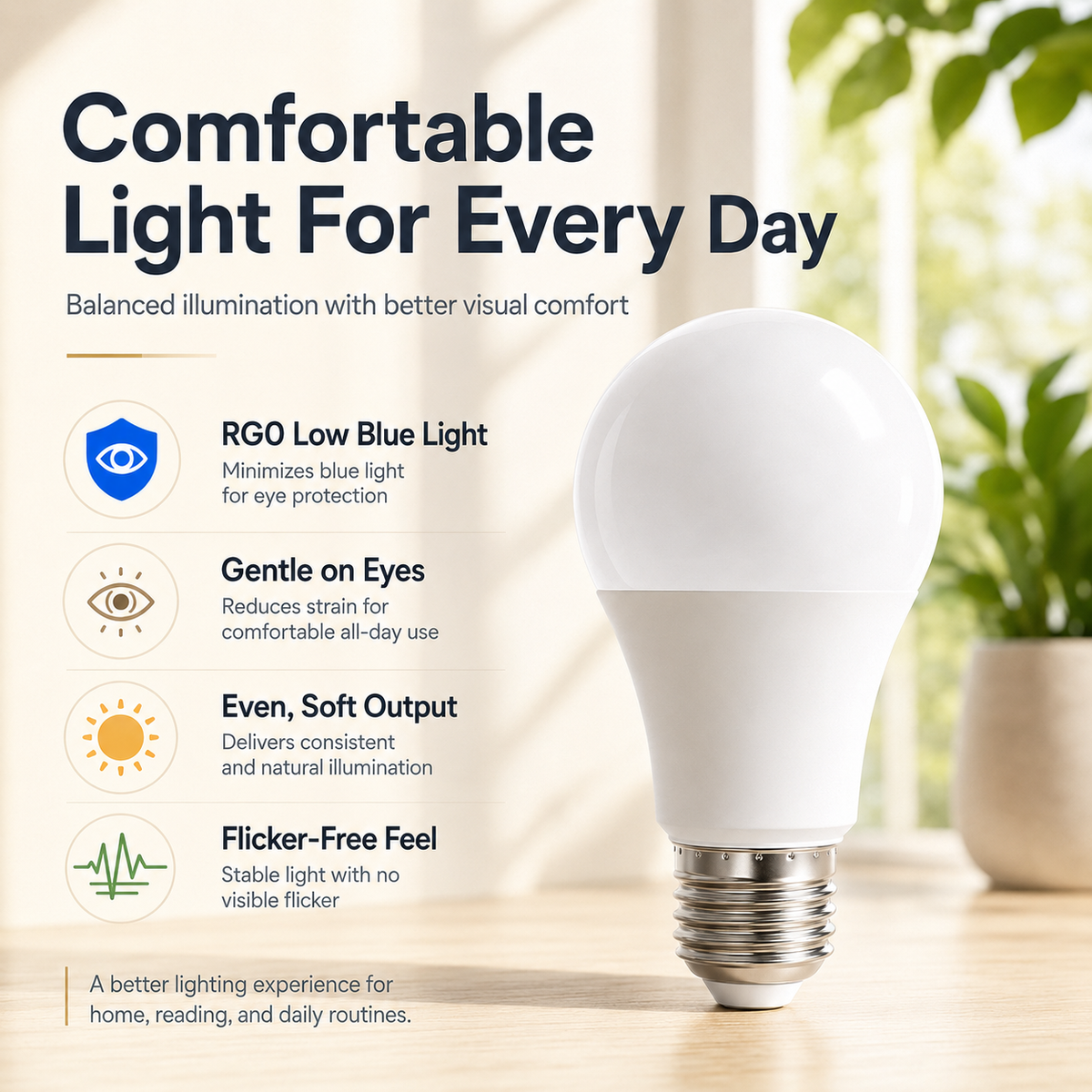 Rechargeable Emergency LED Light Bulb 60W Equivalent E26 Battery Backup Bulb for Power Outages & Camping