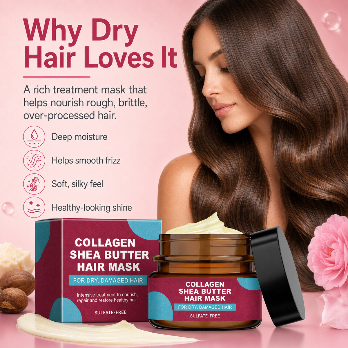 Keratin Repair Hair Mask Deep Hydration for Softer, Smoother & Shinier Hair